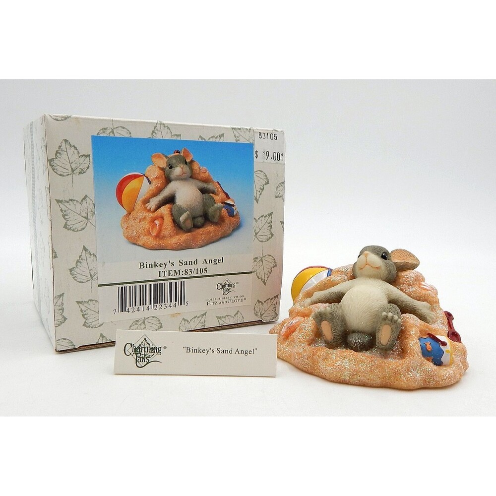 Charming Tails Binkey's Sand Angel Figurine Mouse 83-105 Fitz & Floyd 2001 Vtg